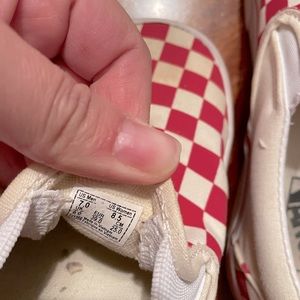 Red and white checkered Vans. Women 8.5
